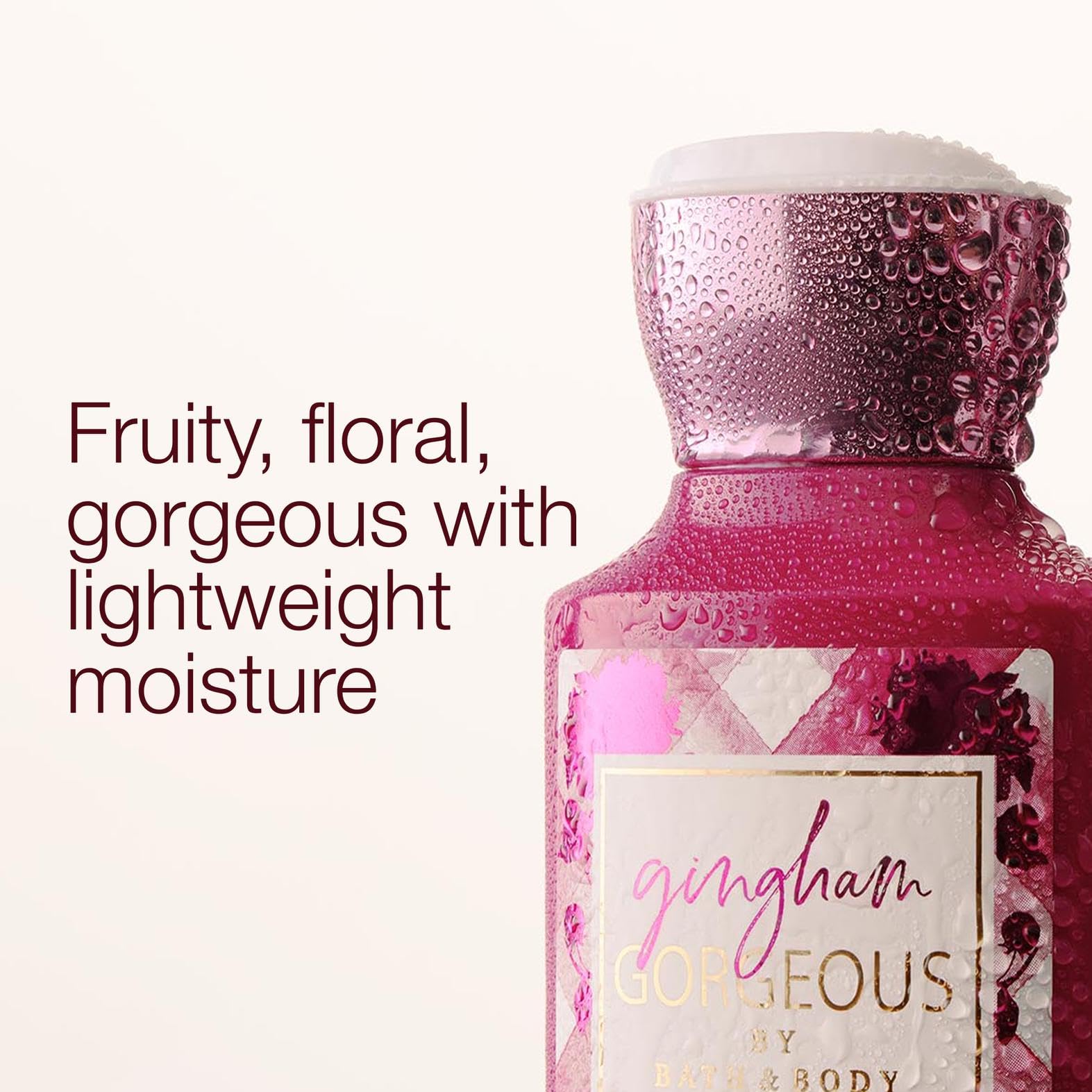 Bath & Body Works pump close-up highlighting dispenser and controlled, mess-free application benefit