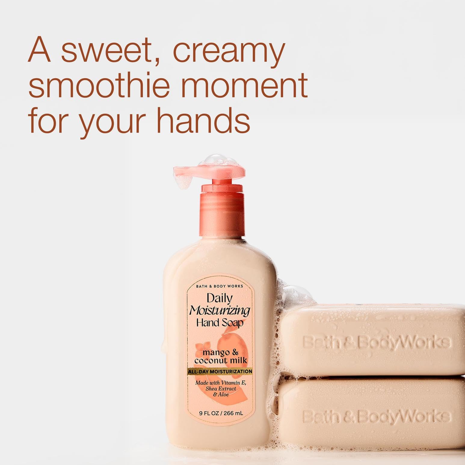 Bath & Body Works pump close-up dispensing soap, easy mess-free use