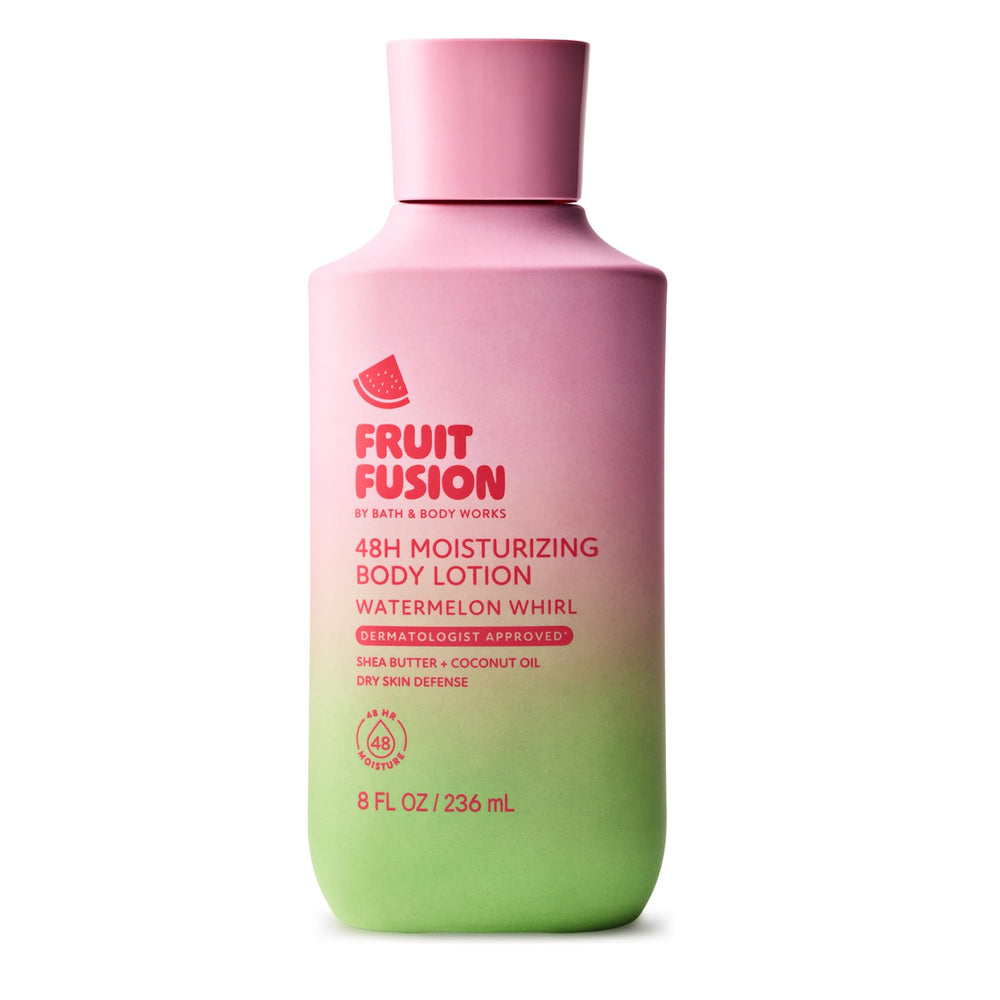 Bath & Body Works bottle front packaging showing Watermelon Whirl label and bright design