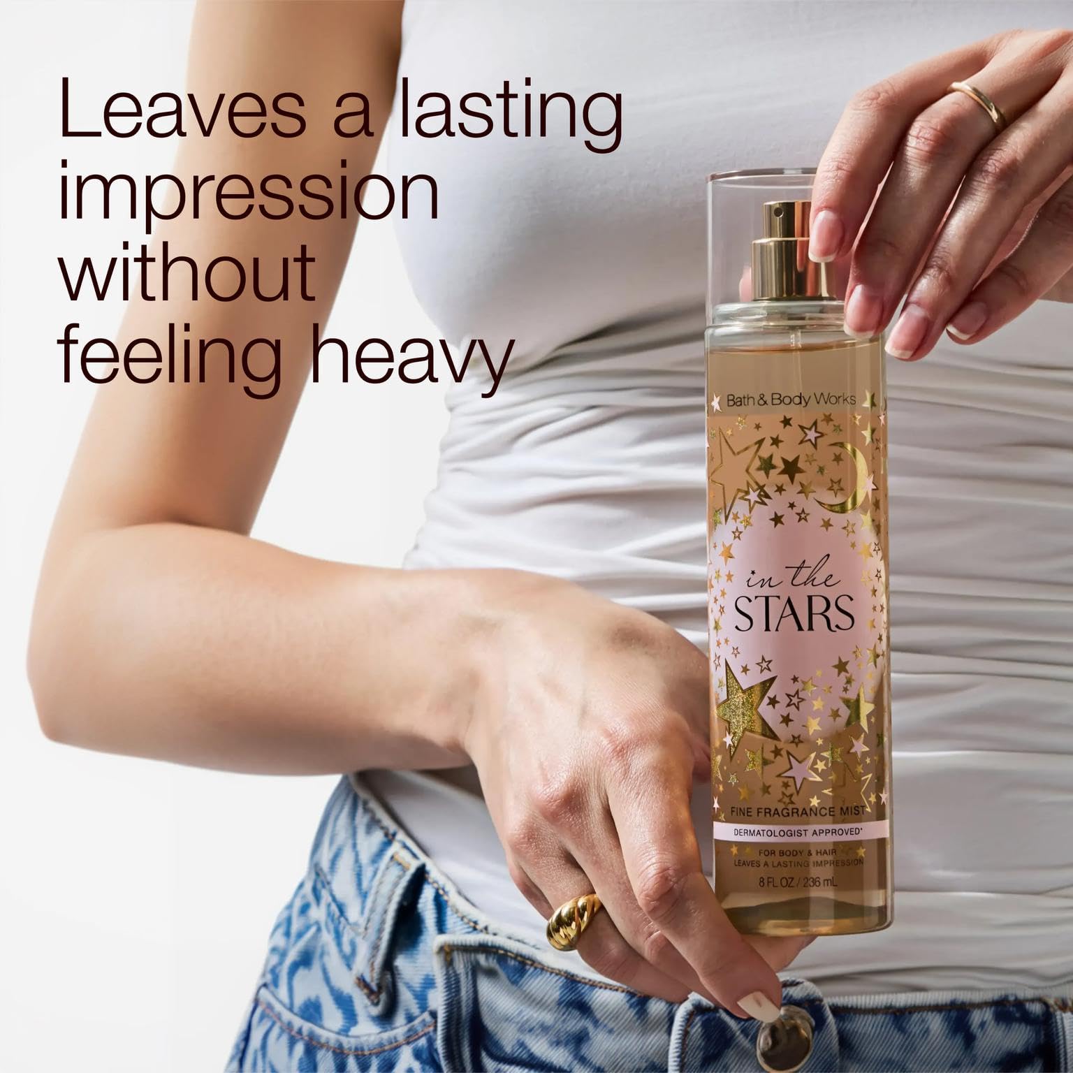 Bath & Body Works bottle surface detail showing glossy finish and premium look benefit