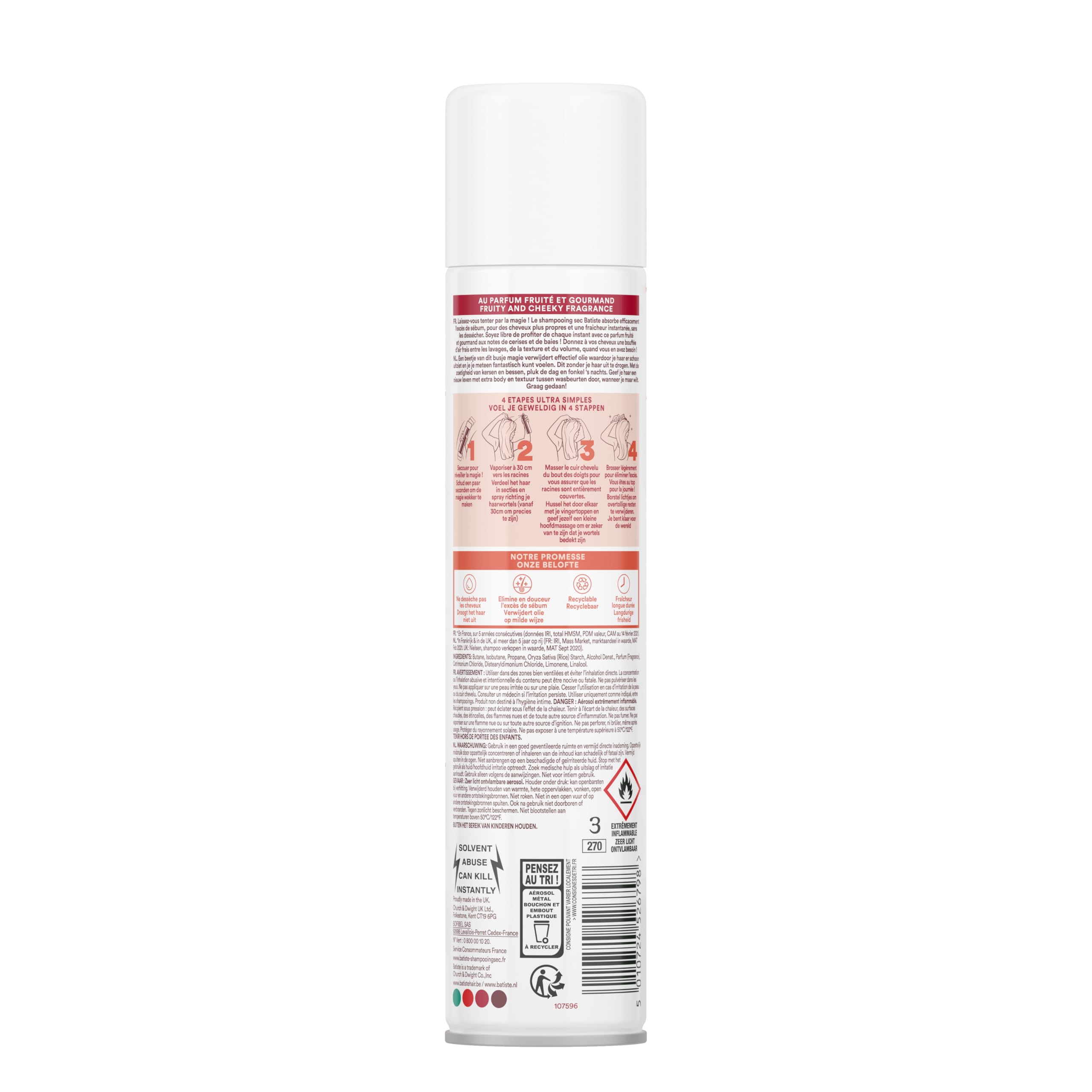 Batiste aerosol nozzle close-up demonstrating controlled spray for targeted oil absorption