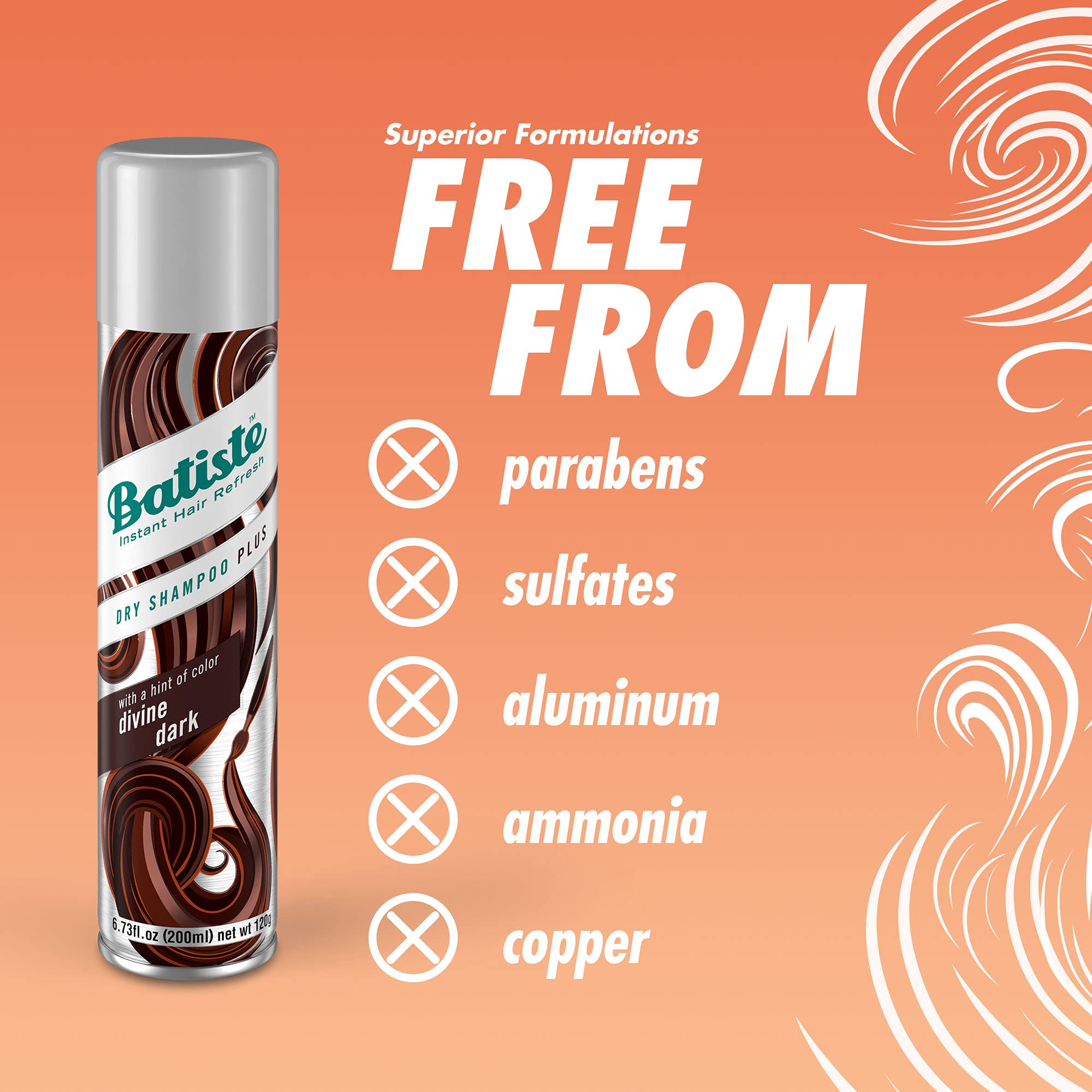 Batiste dark hair next to common items showing compact travel size