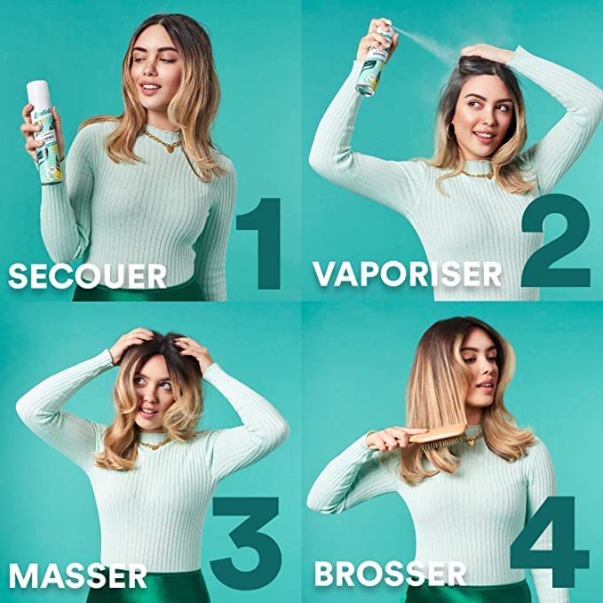 Batiste applied at roots demonstrating instant volume and fresher look