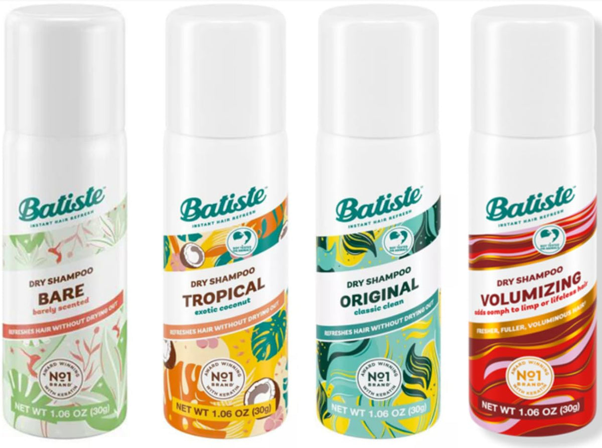 Batiste mini 4-pack front view, travel-ready refresh and oil control