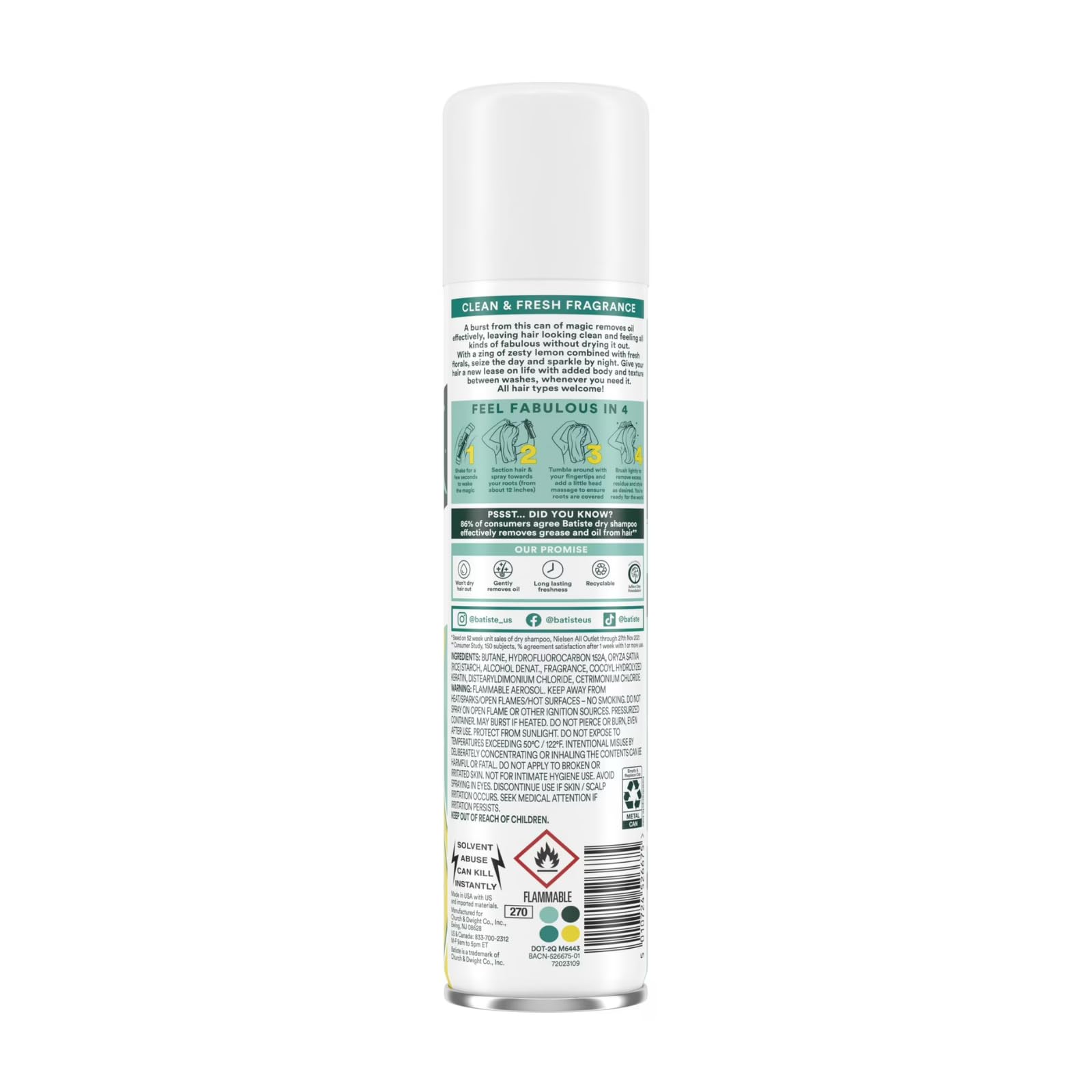 Batiste spray nozzle close-up demonstrating fine mist for even coverage