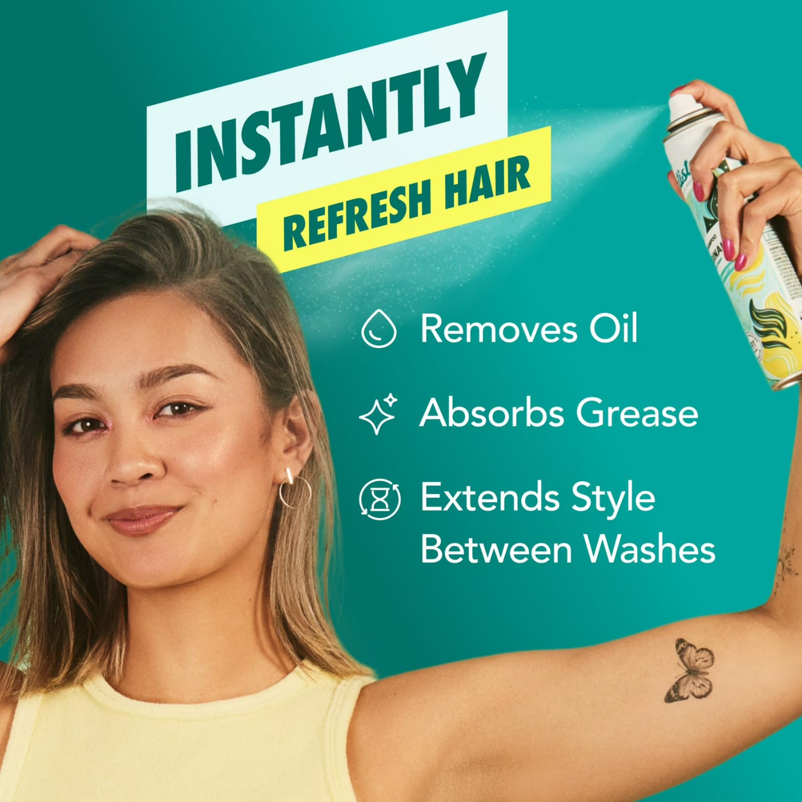 Batiste powder effect on roots showing oil absorption benefit