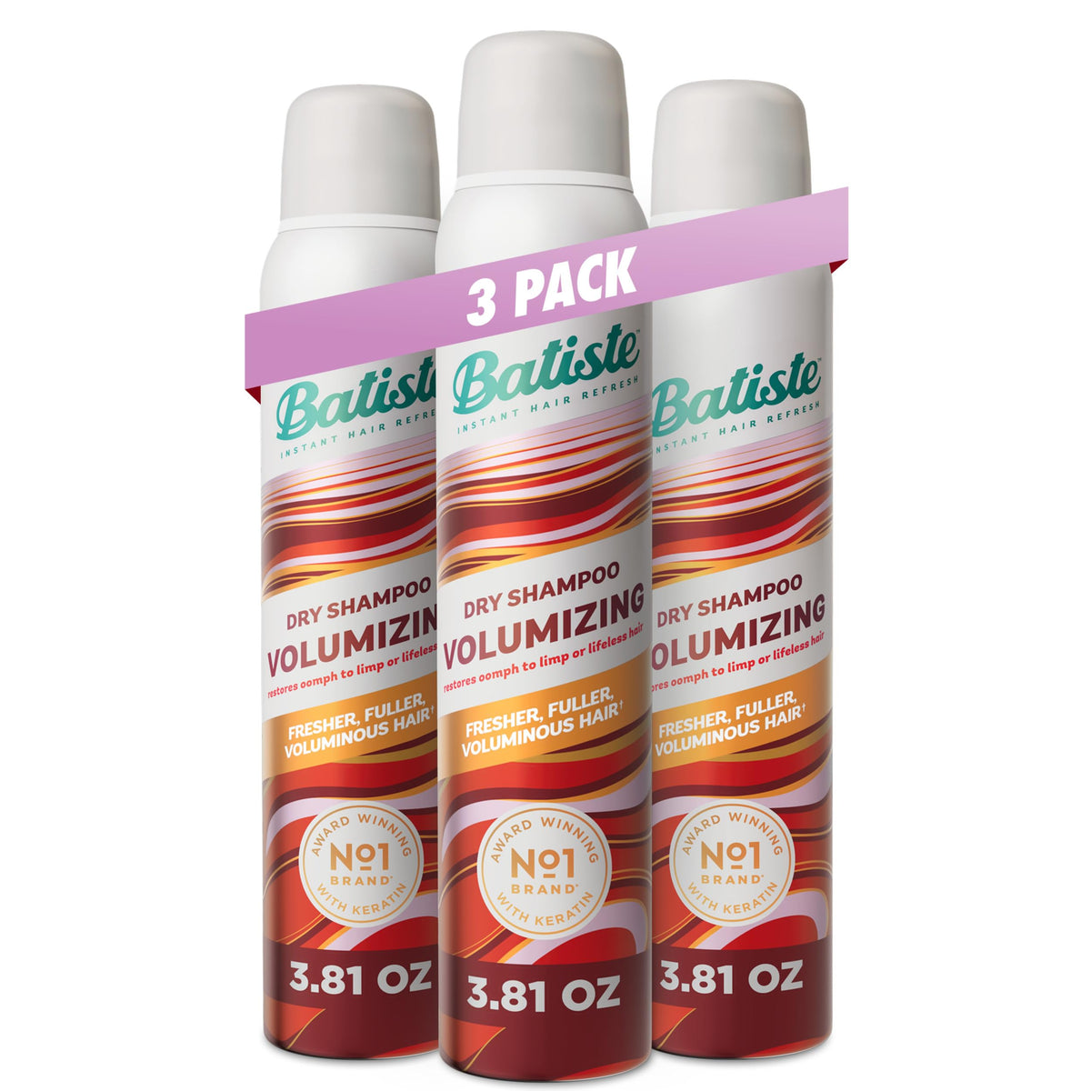 Batiste front packaging showing volumizing spray and benefits