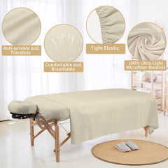 Bavlesfuire fitted sheet on massage table demonstrating snug elastic fit