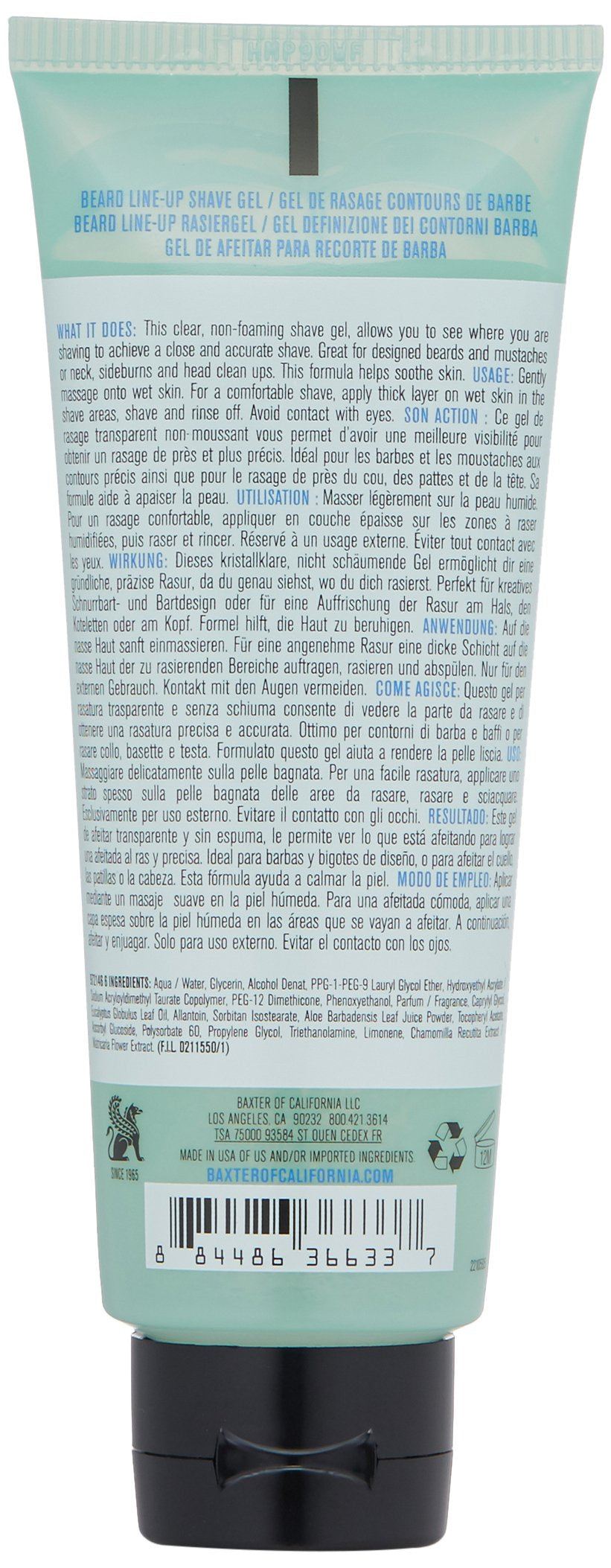 Baxter of California clear gel texture close-up showing precise application benefit