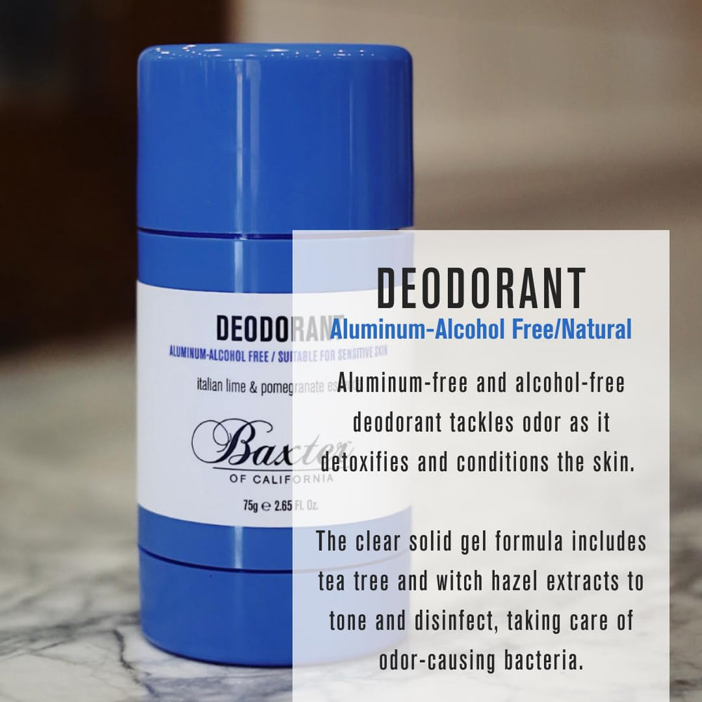Baxter of California deodorant being applied underarm demonstrating gentle protection