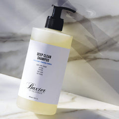 Baxter of California shampoo in shower showing easy use and rinse benefit
