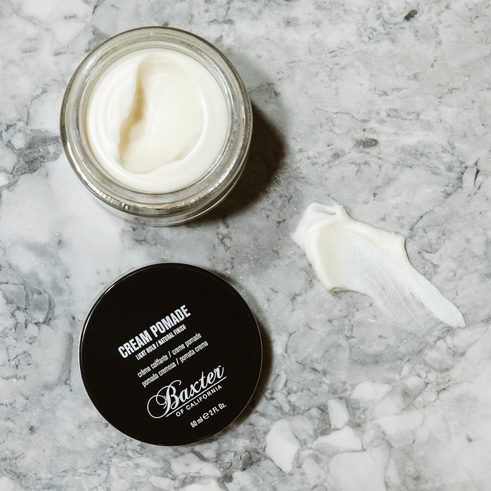 Baxter of California texture close-up displaying smooth cream consistency for even distribution benefit no clumps