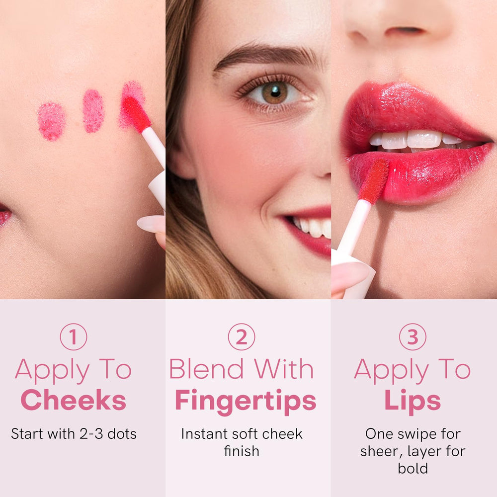 bayfree cheek blend demonstration showing multipurpose cream-to-powder look