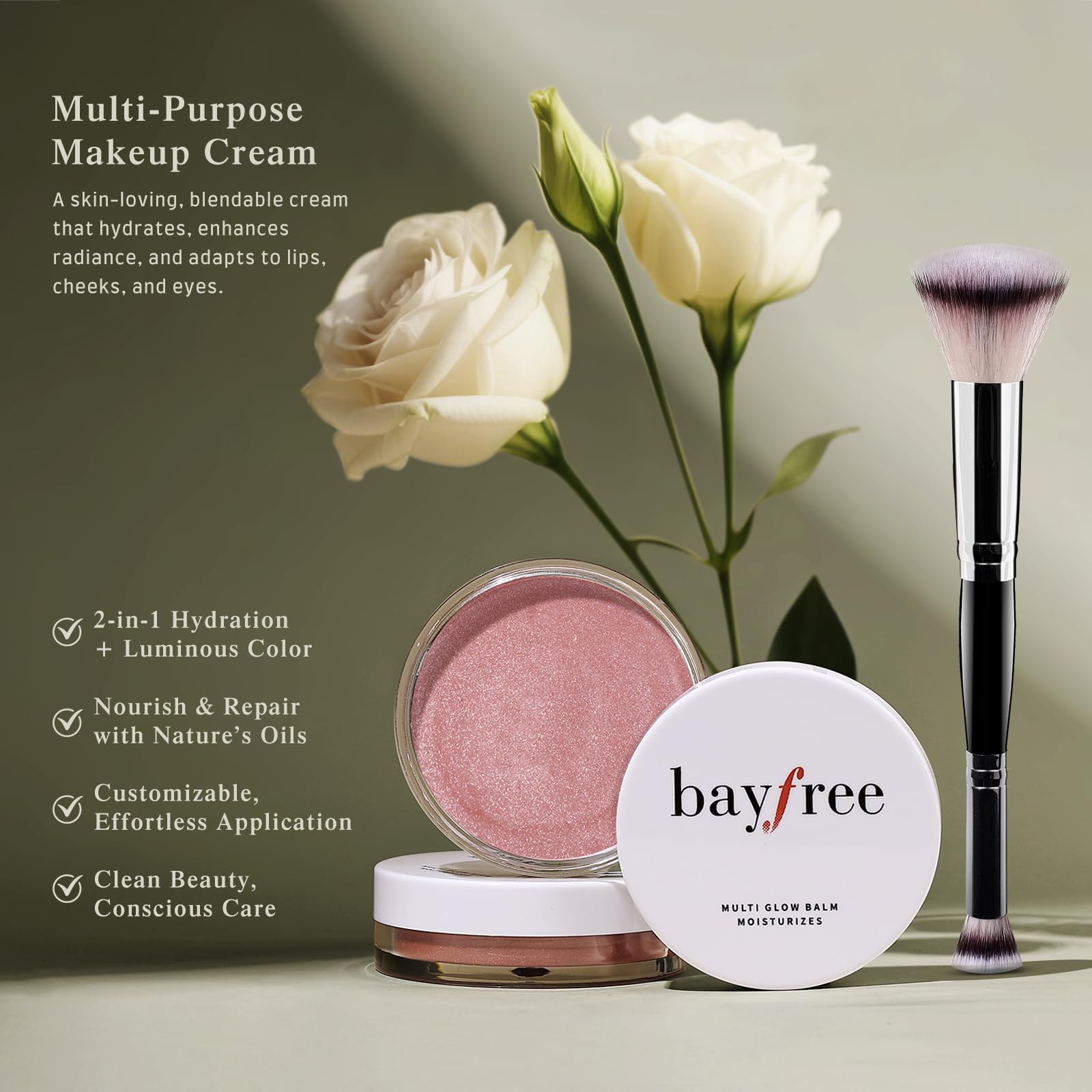 bayfree double-ended brush detail enabling precise, effortless application