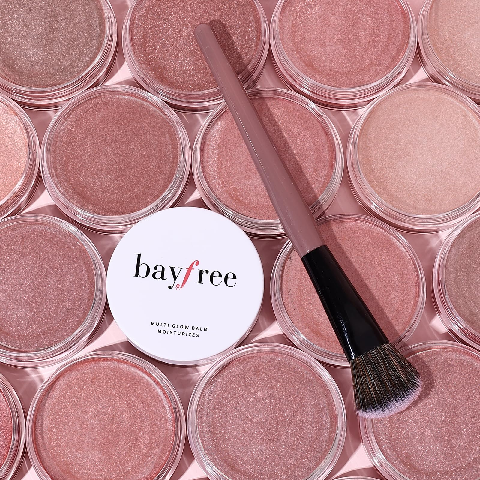 bayfree travel makeup bag setting showing easy on-the-go touch-up benefit