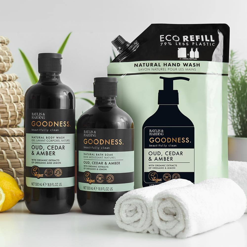 Baylis & Harding four-pack boxed set ready for storage and reduced plastic use