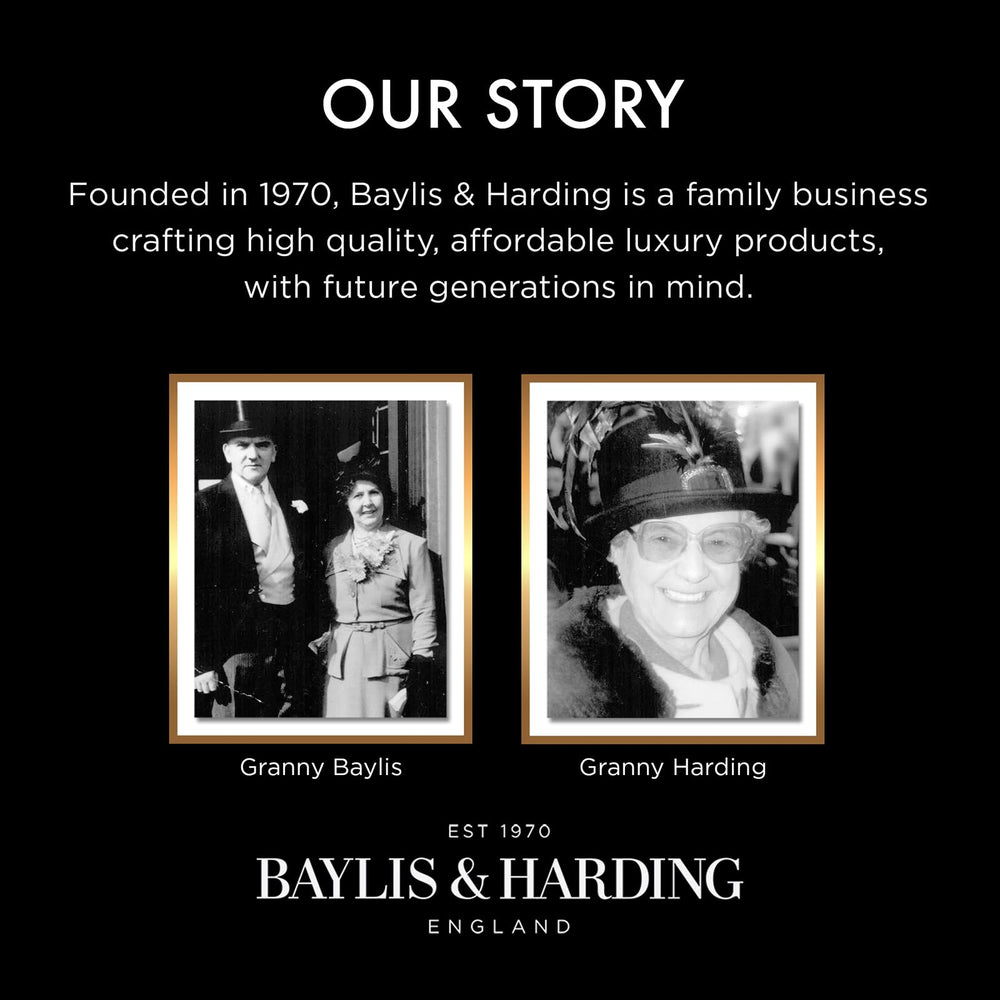 Baylis & Harding held in hand for size comparison showing portable 500ml capacity benefit