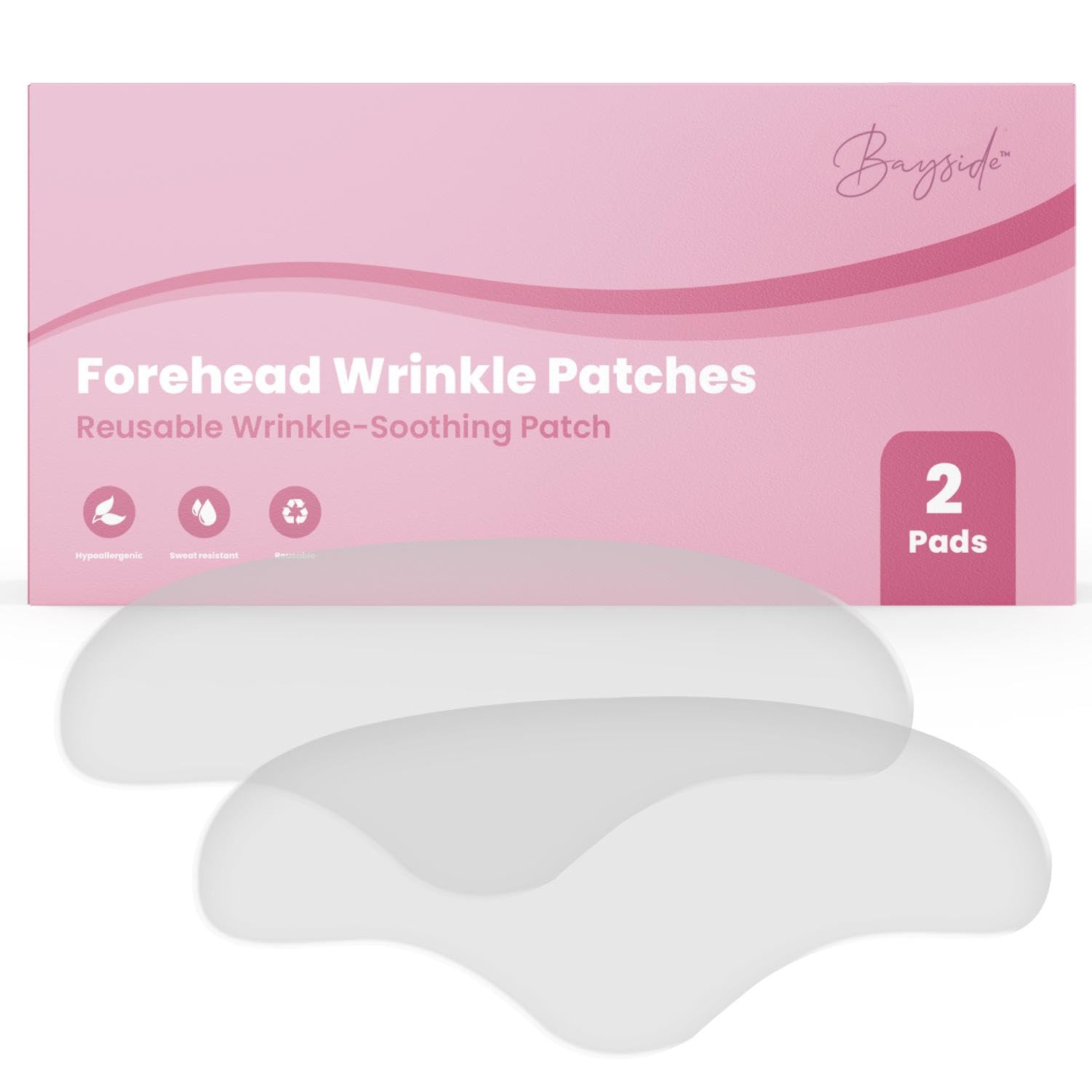 Bayside forehead patches front view showing compact reusable pads and neat shape for smoothing