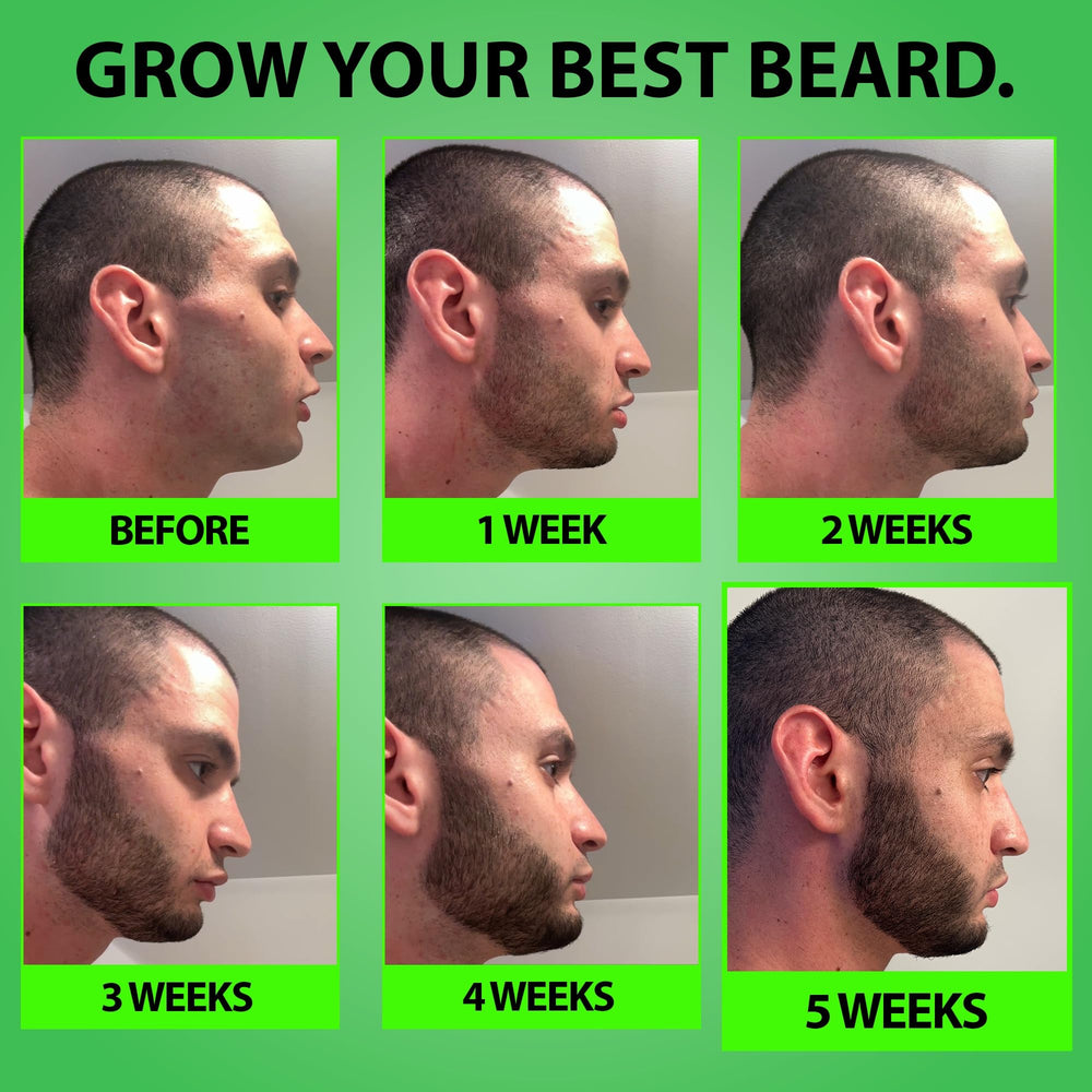 BBS BEST BEARD STUFF before and after lifestyle image showing fuller beard