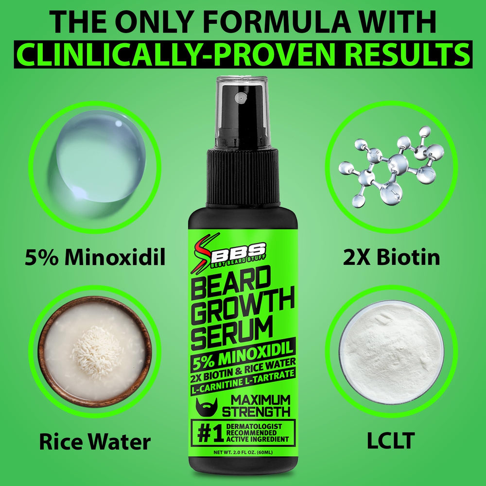 BBS BEST BEARD STUFF label view highlighting key ingredients and clarity