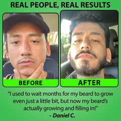 BBS BEST BEARD STUFF close-up drop showing lightweight serum texture