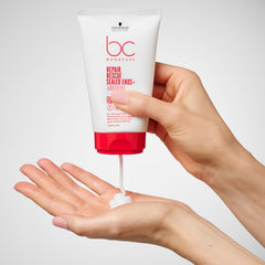 BC Bonacure application on hands demonstrating easy distribution