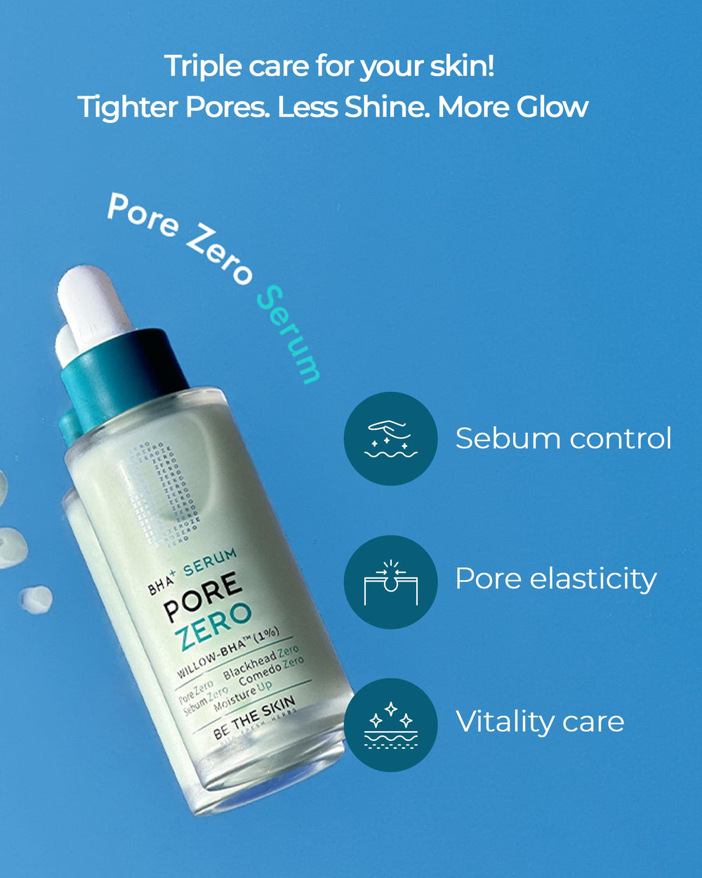 BE THE SKIN green-tinted serum on hand, illustrates chlorophyll-derived color and clarity