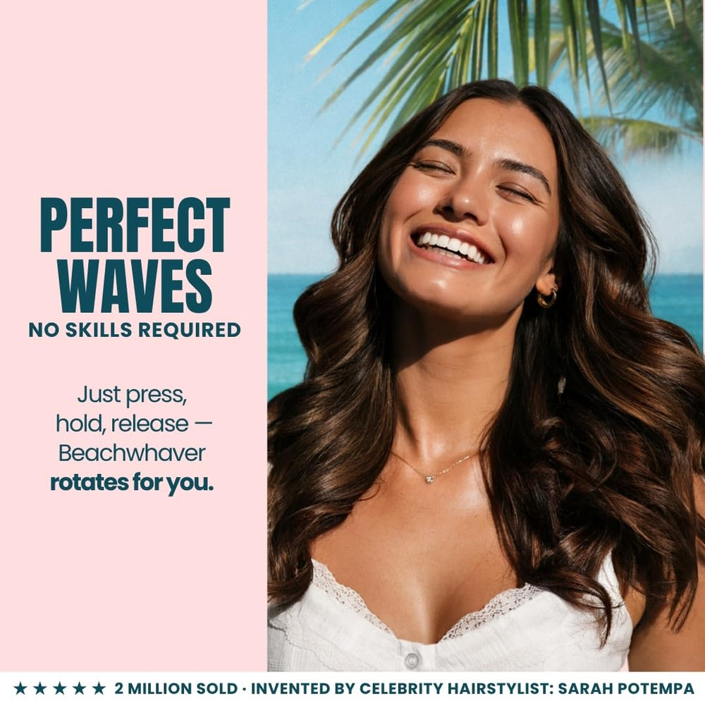 Beachwaver B1.25 finished textured waves on long hair showing volume and smooth shine