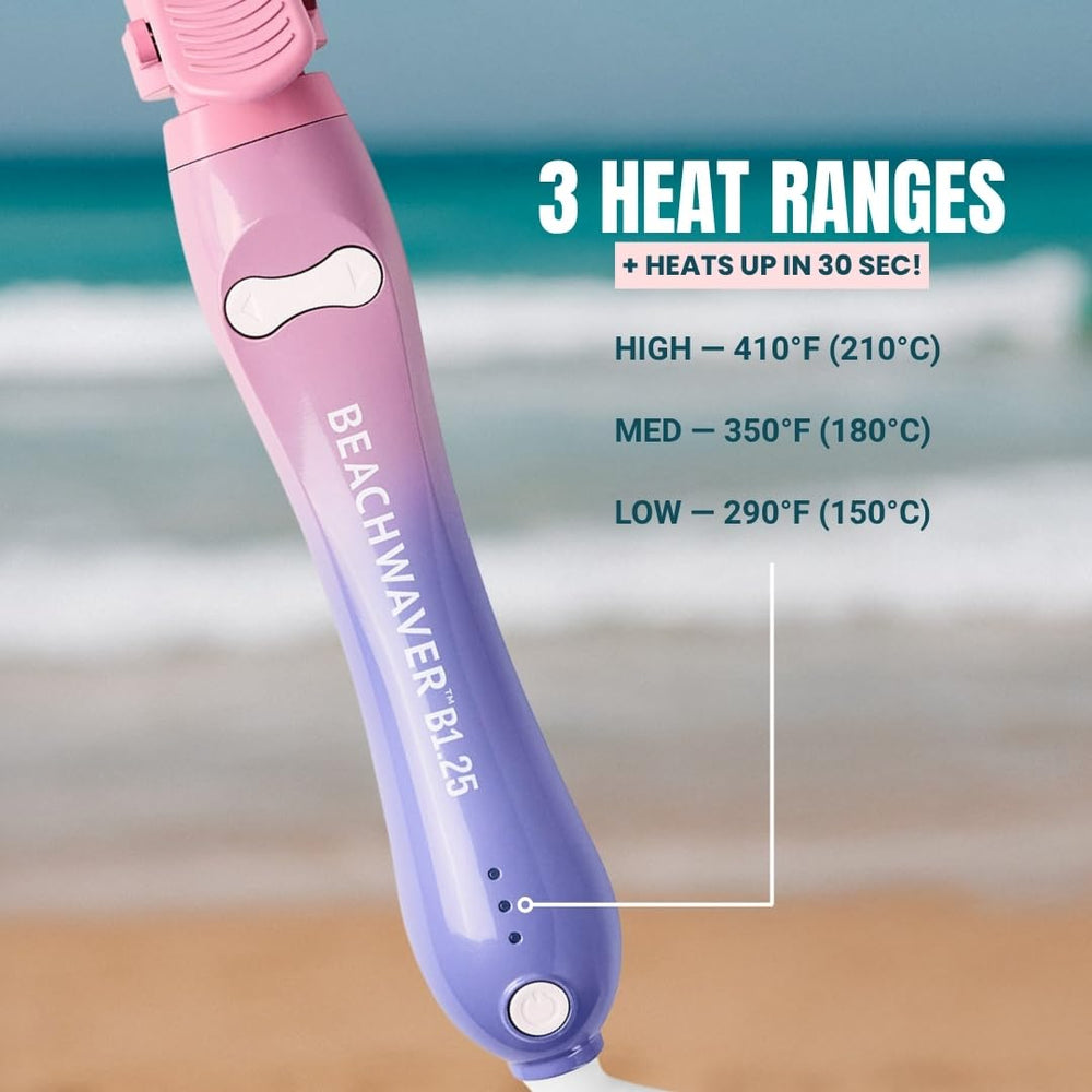 Beachwaver B1.25 with travel pouch and box, ready for packing and dual-voltage trips