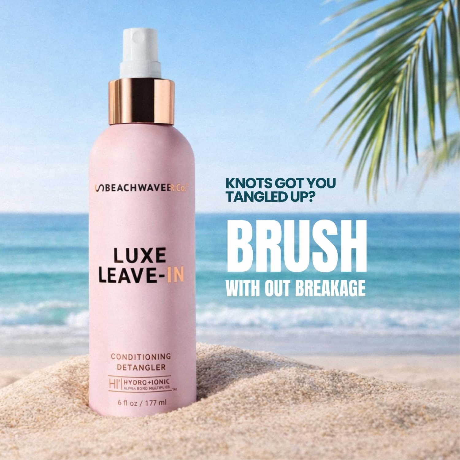 Beachwaver bottle staged on shower bench suggesting pre-styling prep benefit