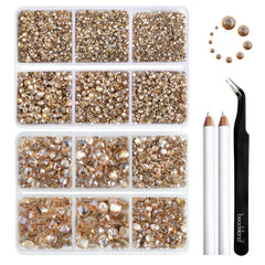 BEADSLAND front view of two compartment boxes showing organized rhinestones and tools