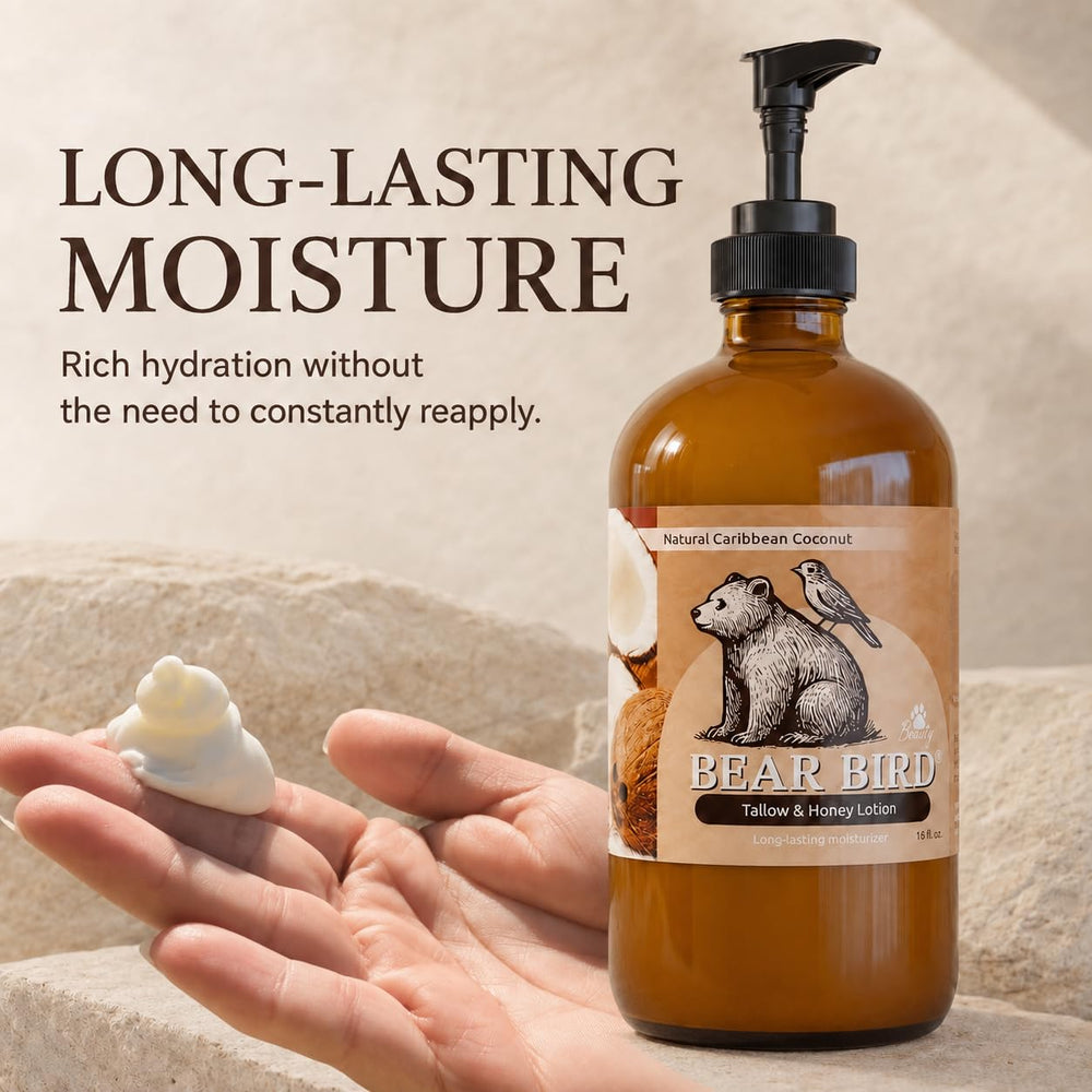 Bear Bird ingredients flatlay with honey and olive oil showing natural formulation benefit