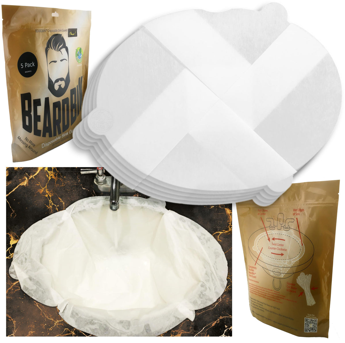 BeardBin front package showing compact biodegradable pack and easy grab tab