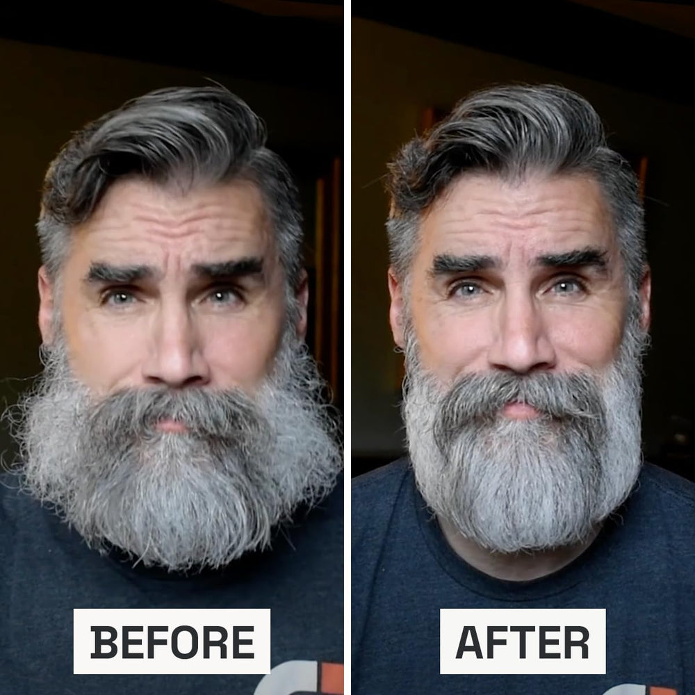 Beardbrand being sprayed on damp hair to add volume and natural waves