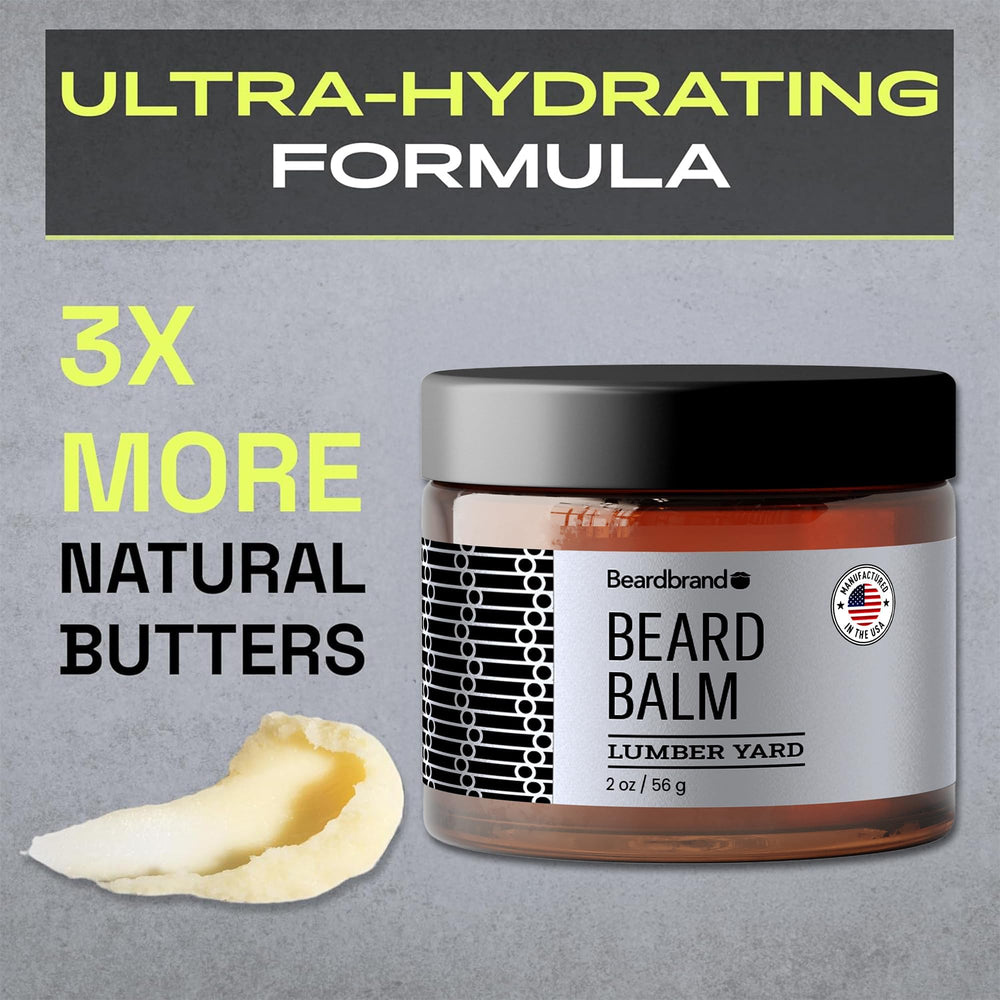 Beardbrand applied in beard close-up showing improved texture and fuller-looking beard benefit