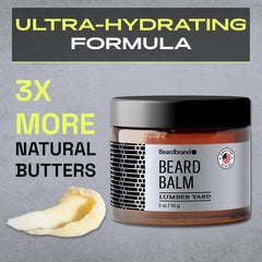 Beardbrand applied in beard close-up showing improved texture and fuller-looking beard benefit