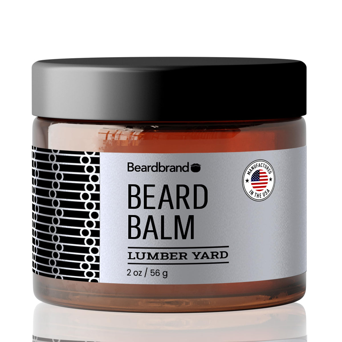 Beardbrand front tin showing compact travel size and Lumber Yard branding benefits on the go