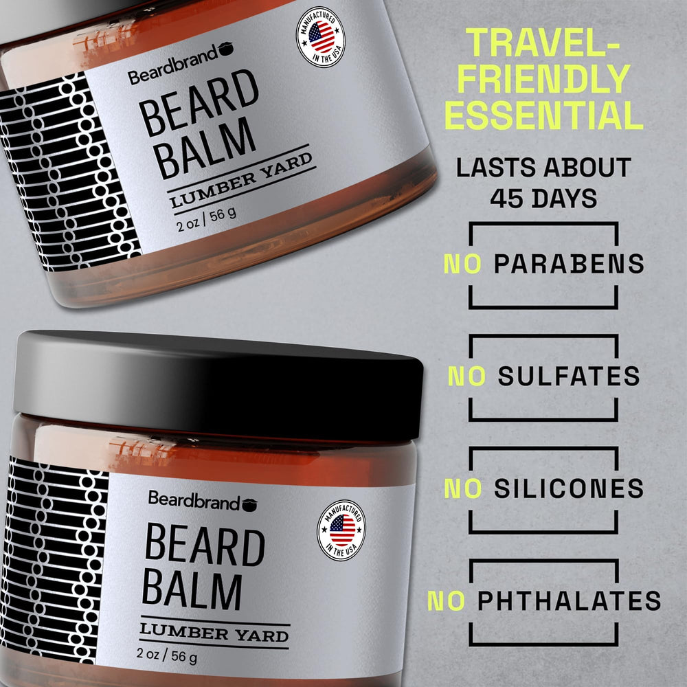 Beardbrand tin inside travel pouch illustrating portability and convenient grooming benefit