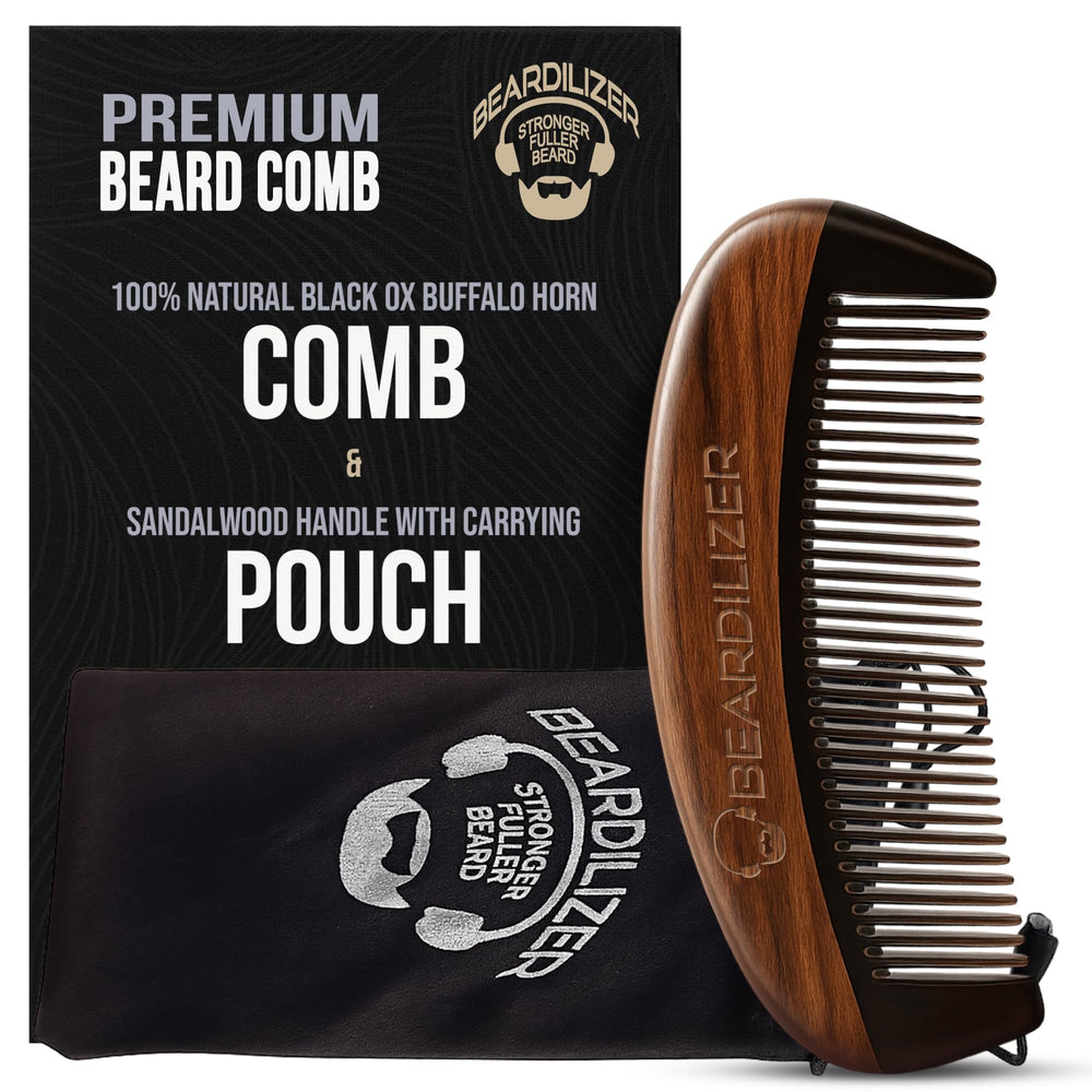 Beardilizer comb front view showing full shape and polished finish for precise grooming