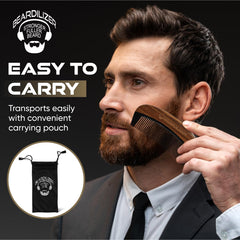 Beardilizer sandalwood handle detail showing ergonomic grip and premium appearance