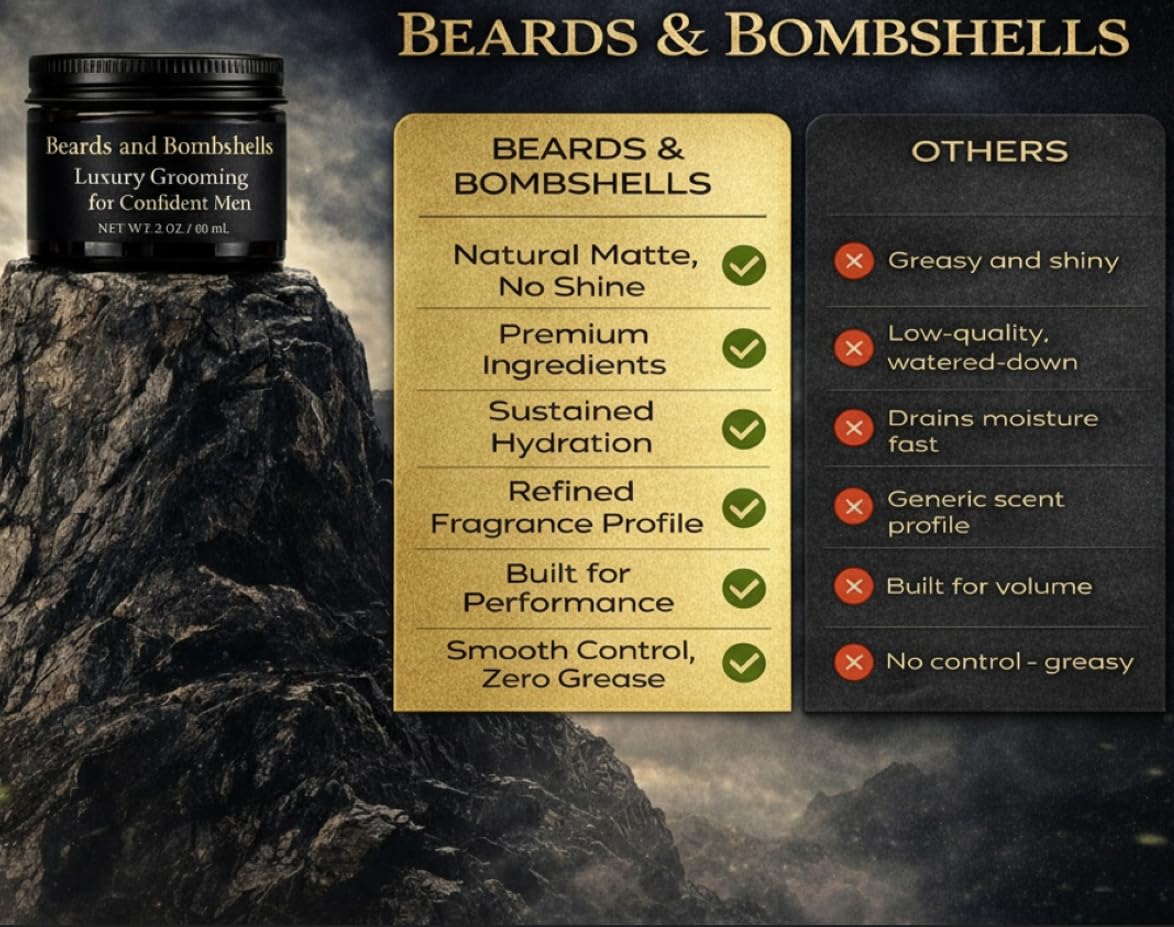 Beards & Bombshells styling in progress with comb for shaped beard advantage