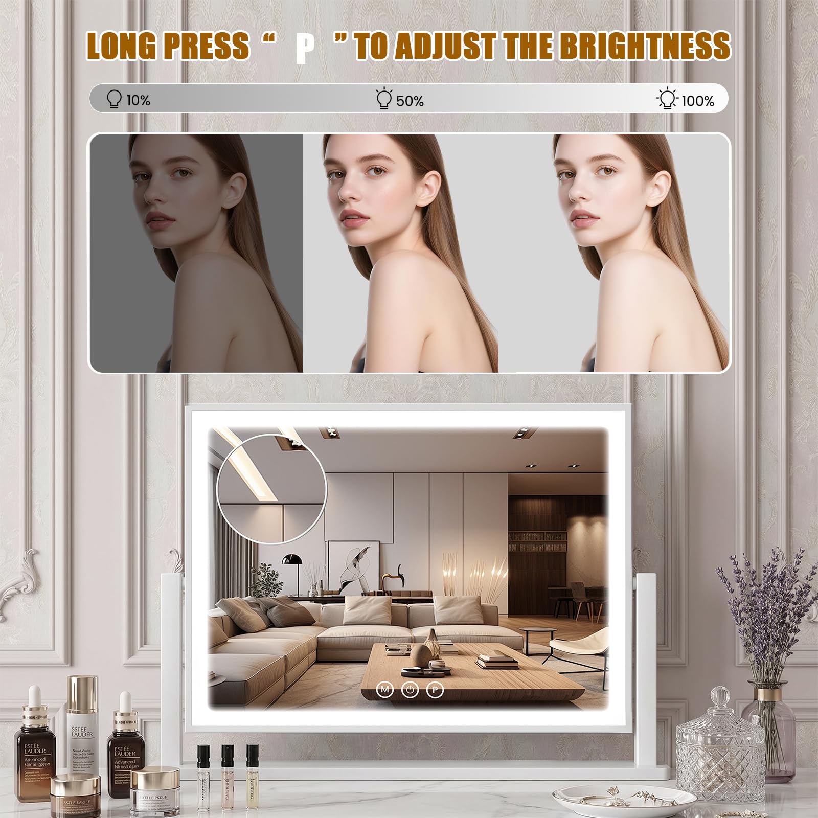 Bearolve attached 10x magnifying mirror demonstrating precision grooming benefit