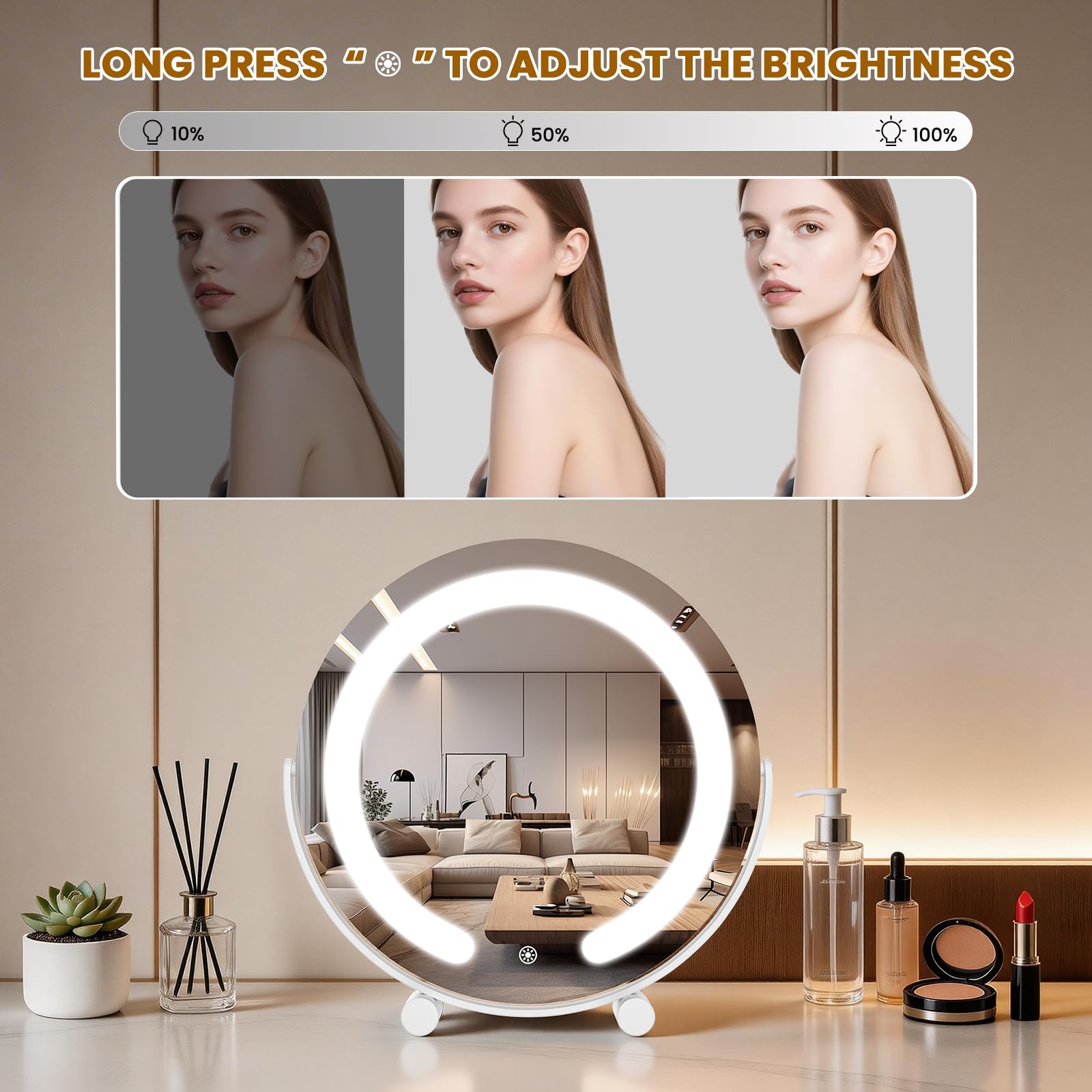 Bearolve mirror tilted demonstrating 360° rotation for easy angle adjustment