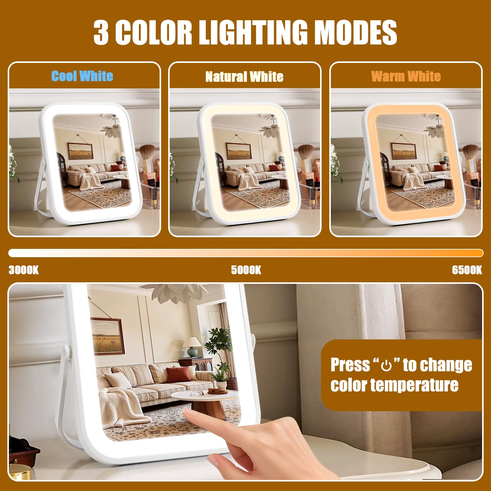 Bearolve mirror rotated on U-shaped bracket showing flexible 360° angle benefit