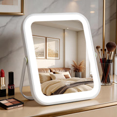 Bearolve front view of 10×8 LED vanity mirror showing clear reflection and portability