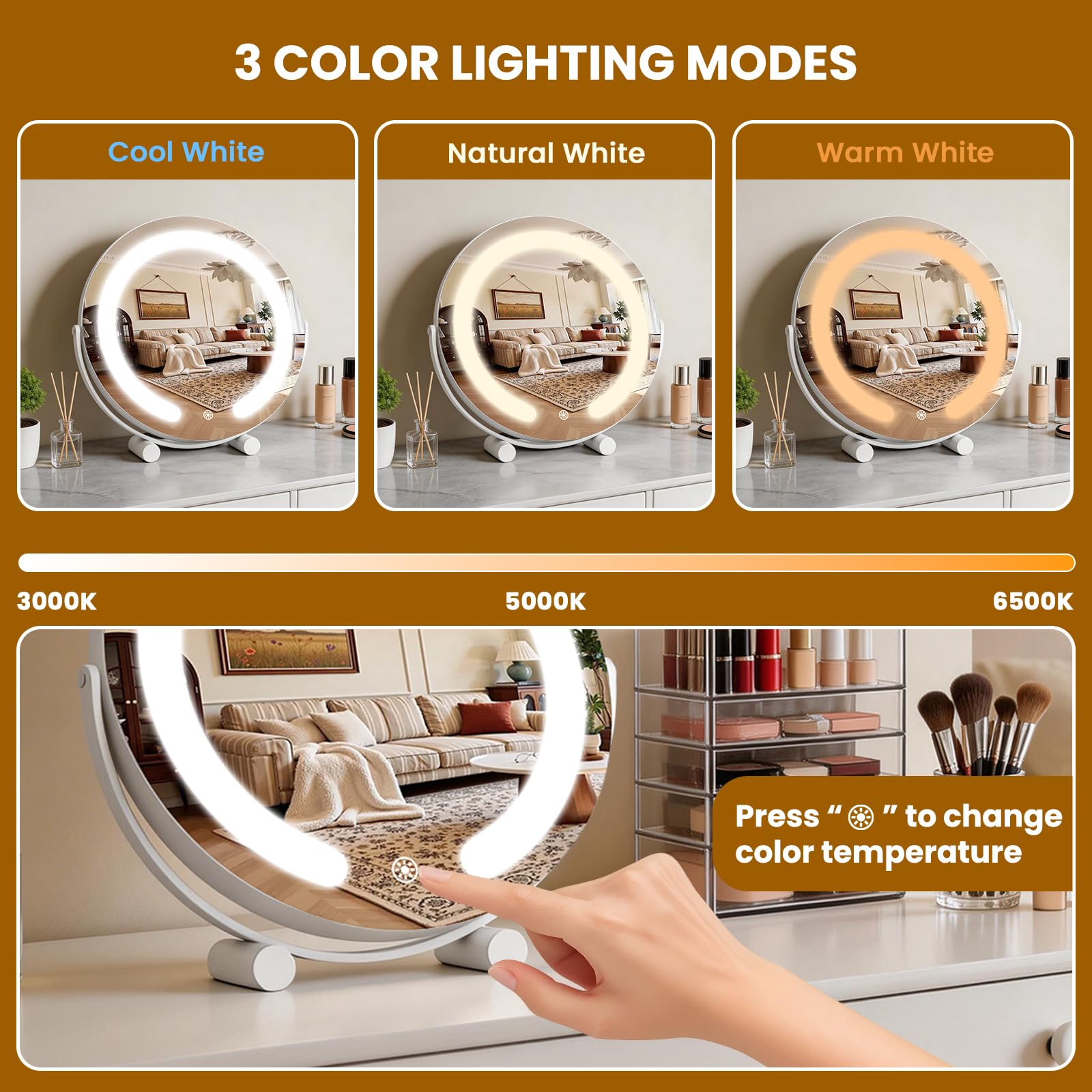 Bearolve touch control detail showing dimmer and color switch for precise lighting