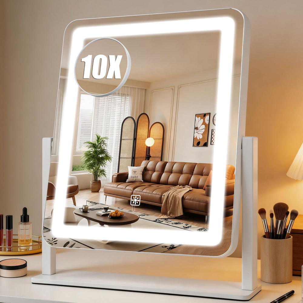 Bearvolve vanity mirror front view showing full LED-lit surface and clear reflection benefit