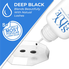 BEAU LASHES black adhesive droplet texture highlighting smooth thin viscosity