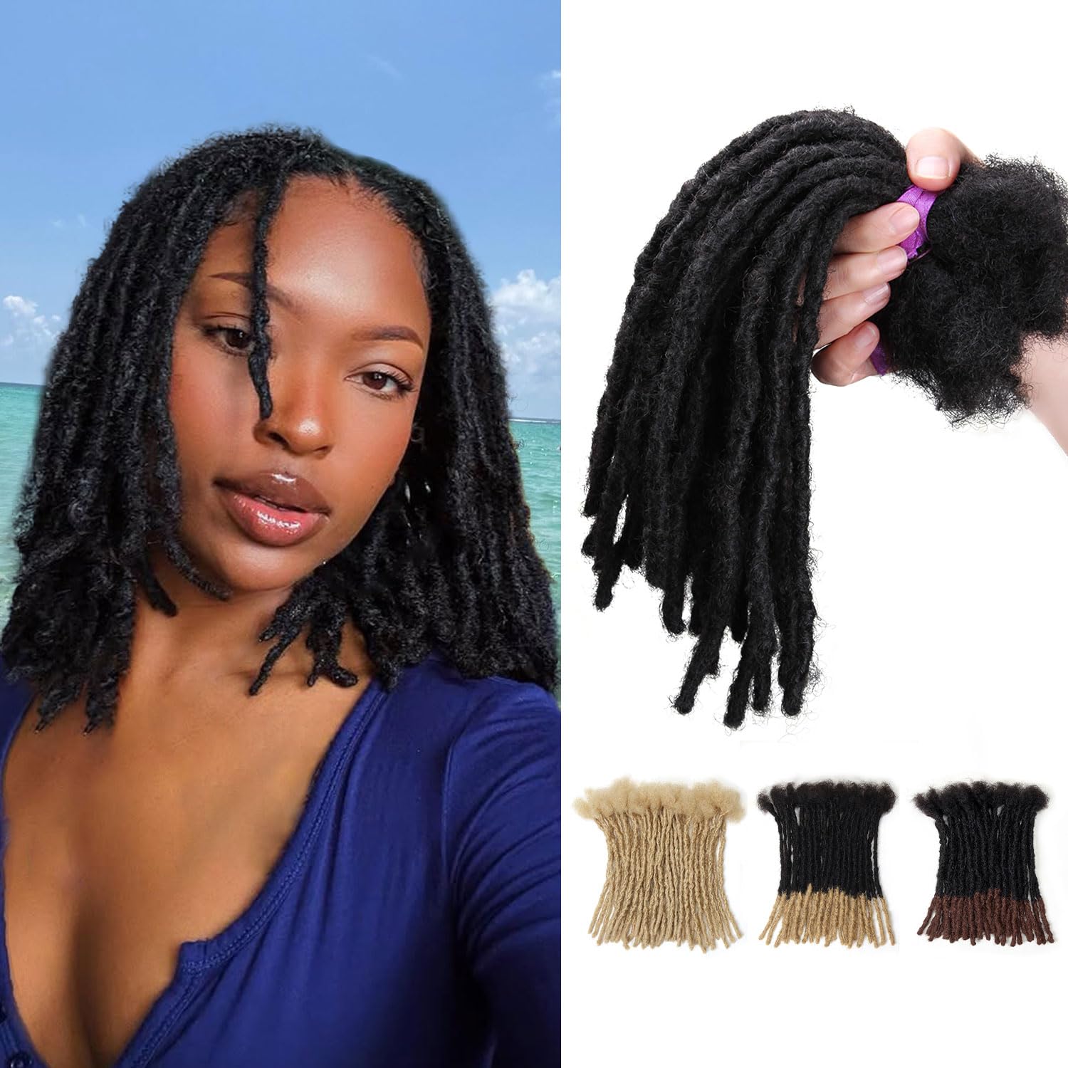 beauday front packaging showing 40 interlocking locs and product benefit