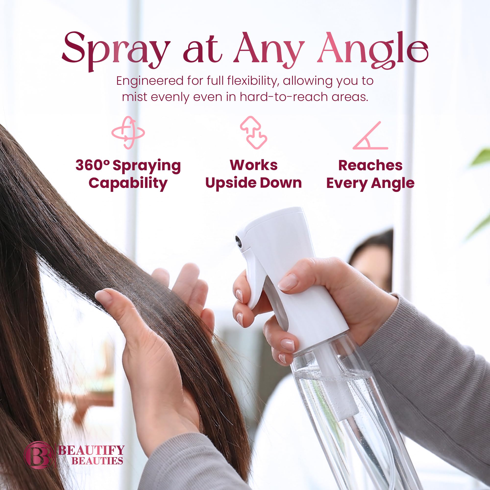 BeautifyBeauties spraying indoor plants with fine mist to hydrate without overwatering